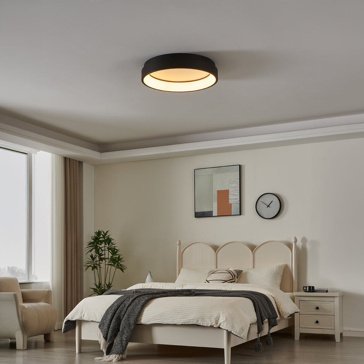 Eglo EU MARGHERA?Z Smart LED Ceiling Light – 600mm Black, RGB + Tuneable White, App & Remote Control