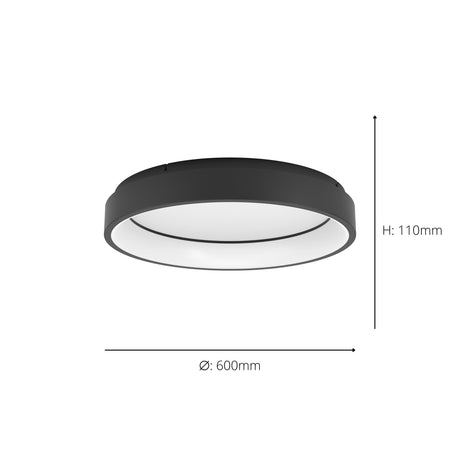 Eglo EU MARGHERA?Z Smart LED Ceiling Light – 600mm Black, RGB + Tuneable White, App & Remote Control