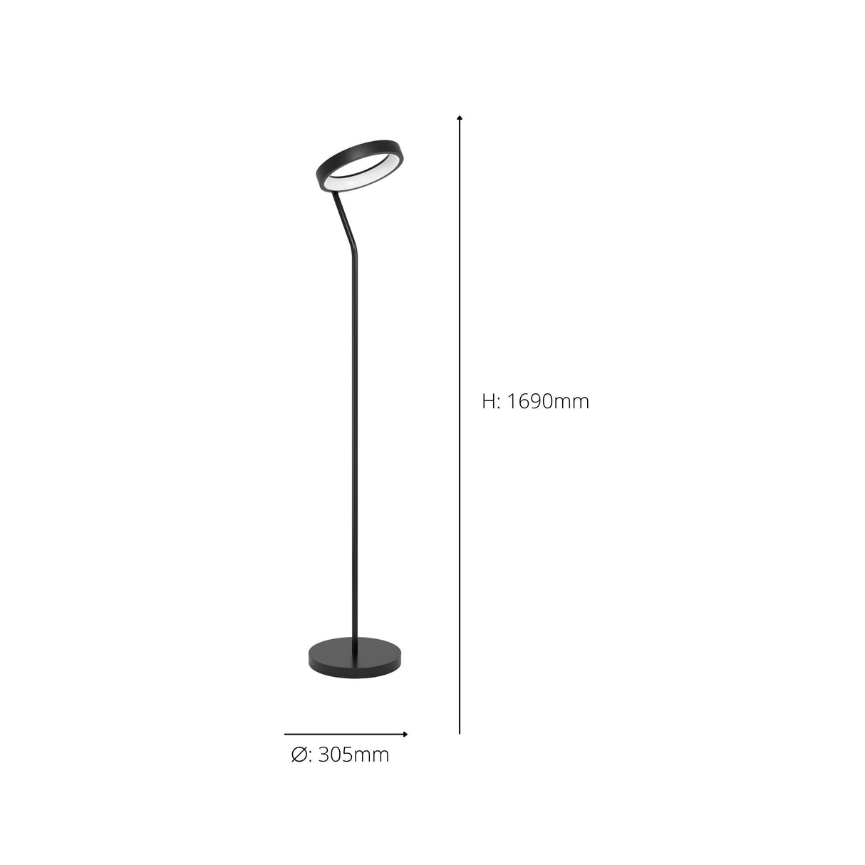 Eglo EU Marghera-Z Black Steel Modern Smart LED Floor Lamp