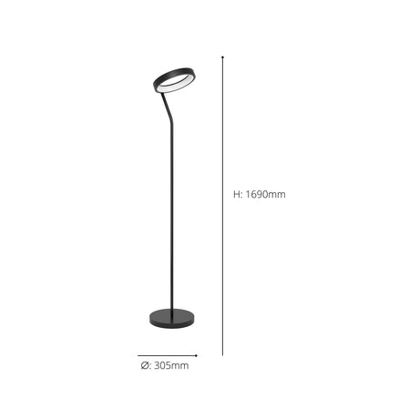 Eglo EU Marghera-Z Black Steel Modern Smart LED Floor Lamp