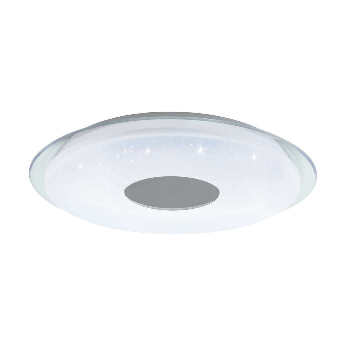 Eglo EU Lanciano-Z White Plastic Crystal Effect Integrated LED Smart Light Flush Fitting, (D) 45cm
