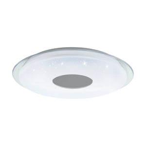 Eglo EU Lanciano-Z White Plastic Crystal Effect Integrated LED Smart Light Flush Fitting, (D) 45cm