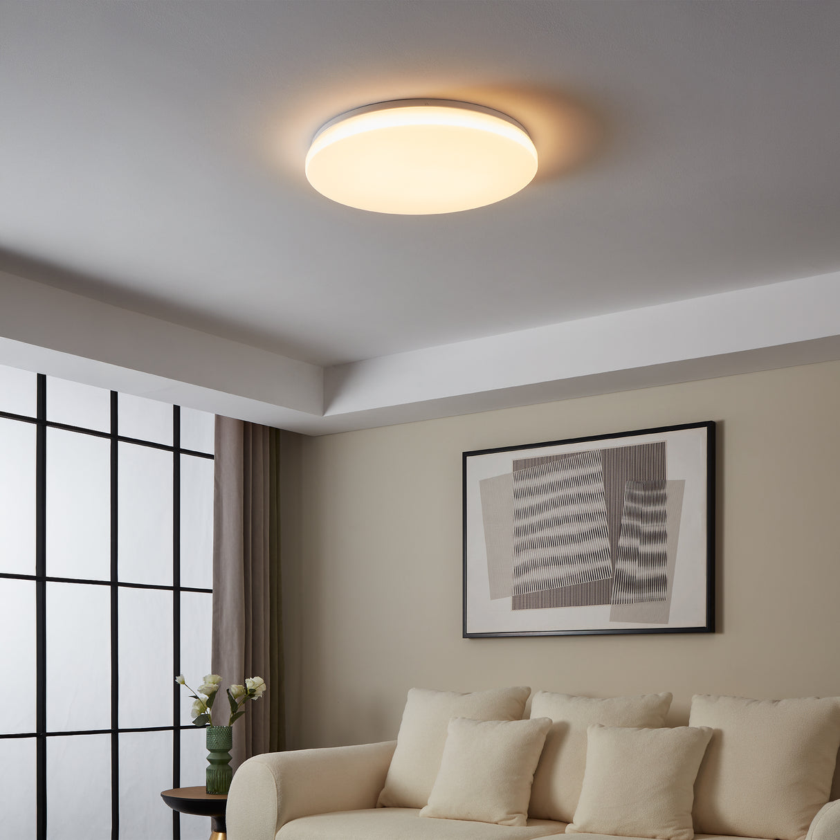Eglo EU TOTARI?Z Smart LED Ceiling Light – White Finish, Tuneable White 2700–6500K, App & Remote Control, 530mm Indoor Light