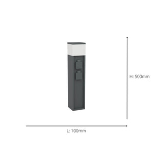 Eglo EU Park 5 Outdoor Plug Socket Light Post Black Steel Weather?Resistant Power Column, IP44 (500mm), E27