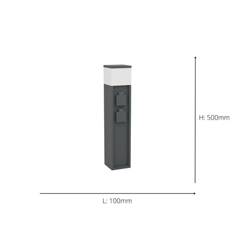 Eglo EU Park 5 Outdoor Plug Socket Light Post Black Steel Weather?Resistant Power Column, IP44 (500mm), E27