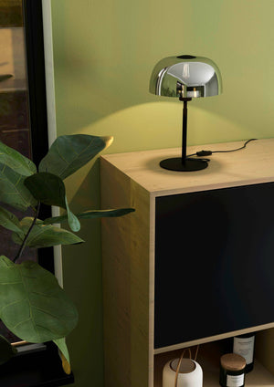 Eglo EU SOLO?2 Table Lamp – Black Steel with Smoked Glass Shade, E27, Inline Switch, Indoor Lighting