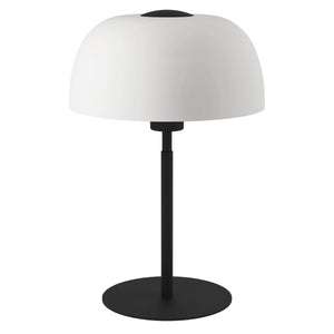 Eglo EU SOLO?2 Table Lamp – Black Steel with White Etched Glass, E27, Inline Switch, Indoor Lighting