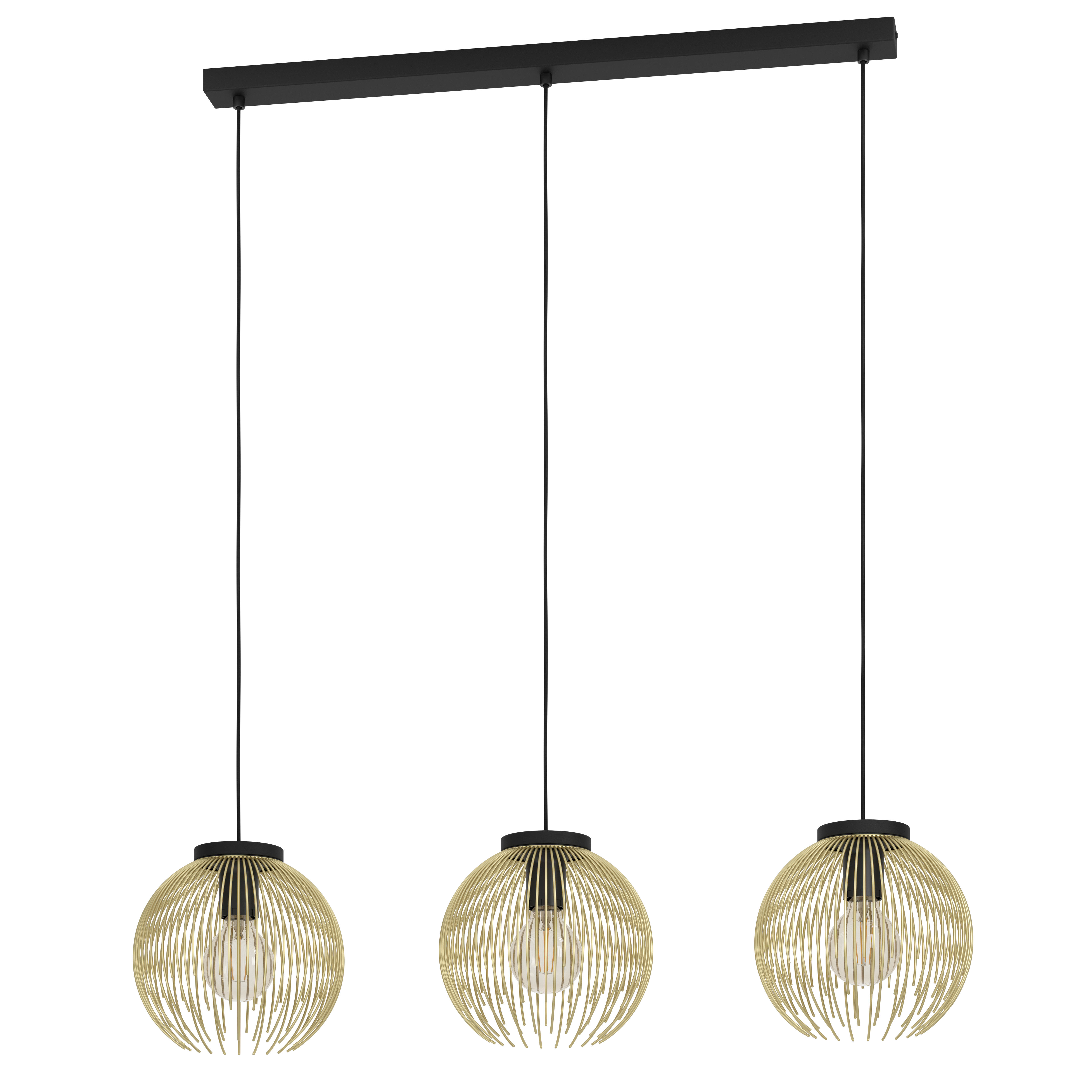 Eglo Lighting HL/3 E27 black/gold 'VENEZUELA' Pendant Lamps from the VENEZUELA range. Part Number - 900167