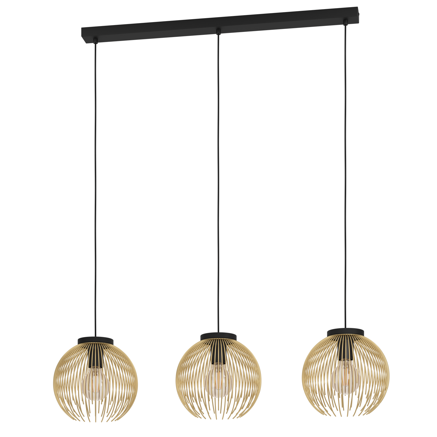 Eglo Lighting HL/3 E27 black/gold 'VENEZUELA' Pendant Lamps from the VENEZUELA range. Part Number - 900167