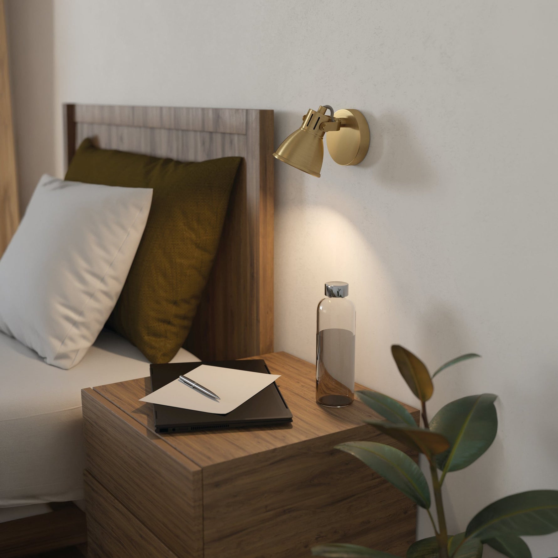 Eglo EU Talamello Brushed Gold Round Aluminium LED Wall Light product image - Endon Lighting from First Light Direct with great prices and fast UK delivery