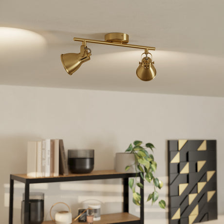 Eglo EU Seras 2 Brushed Brass & Gold Steel 2-Light LED Spotlight