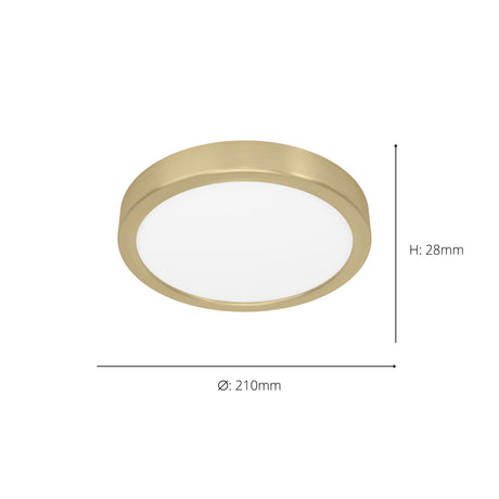 Eglo EU FUEVA?5 LED Surface?Mounted Light – Brushed Brass Steel, Warm White, Round Ceiling Light, Indoor Lighting