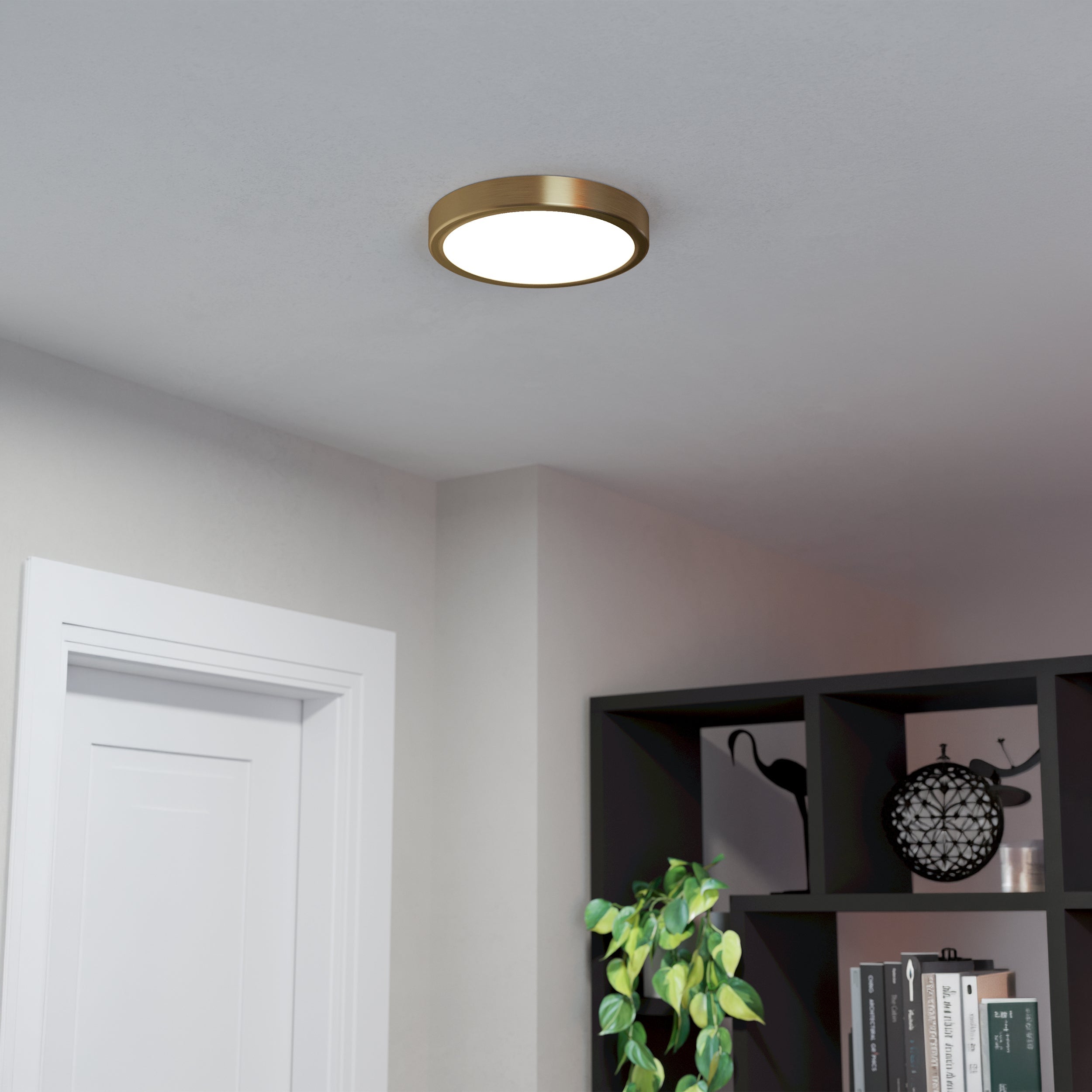 Eglo EU FUEVA?5 LED Surface?Mounted Light – Brushed Brass Steel, Warm White, Square Ceiling Light, Indoor Lighting product image - Endon Lighting from First Light Direct with great prices and fast UK delivery