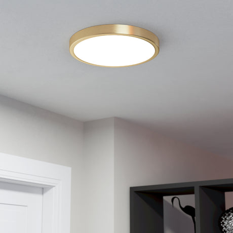 Eglo EU FUEVA?5 Surface?Mounted LED Ceiling Light – Brushed Brass Steel, Round, Warm White, Indoor Lighting