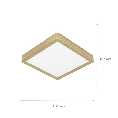 Eglo EU FUEVA?5 LED Surface?Mounted Light – Brushed Brass Steel, Warm White, Square Ceiling Light, Indoor Lighting