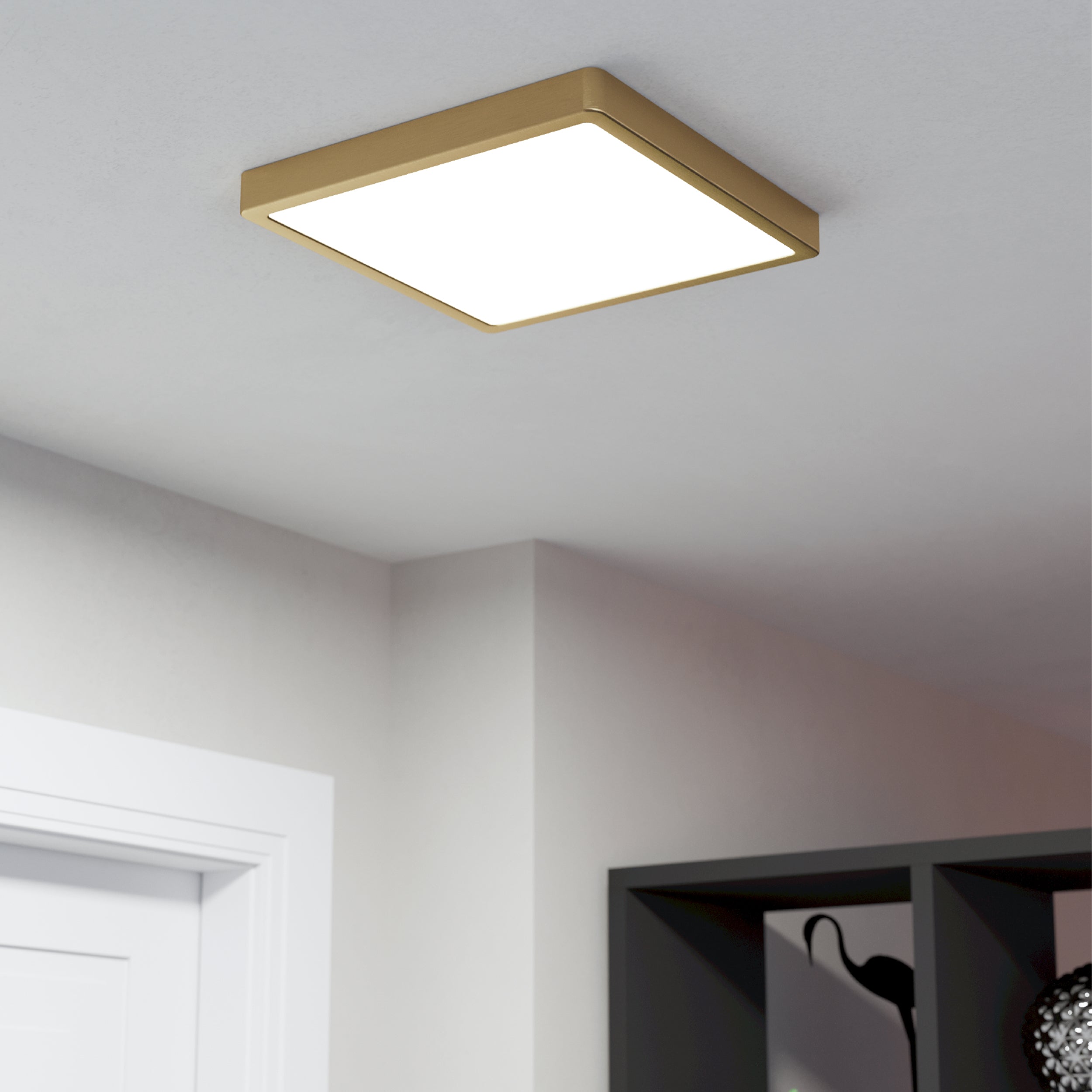 Eglo EU FUEVA?5 Surface?Mounted LED Ceiling Light – Black Steel, Square, Dimmable Warm White, Indoor Lighting product image - Endon Lighting from First Light Direct with great prices and fast UK delivery