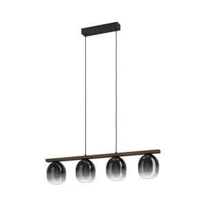 Eglo EU Filago Smoked Black Glass 4 Light Pendant
