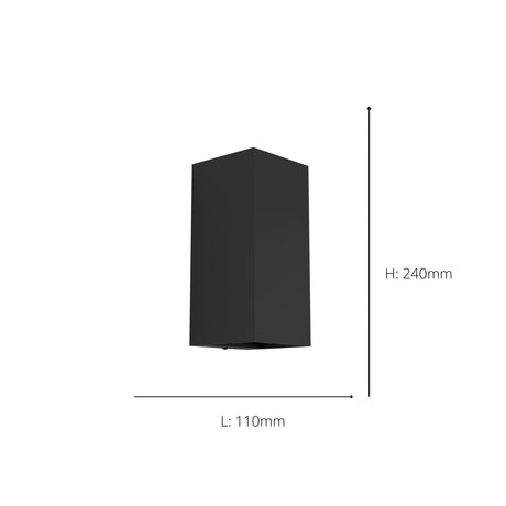 Eglo EU EREMITANA Outdoor Wall Light – Black Zinc?Plated Steel Up & Down Light, GU10 LED, Warm White