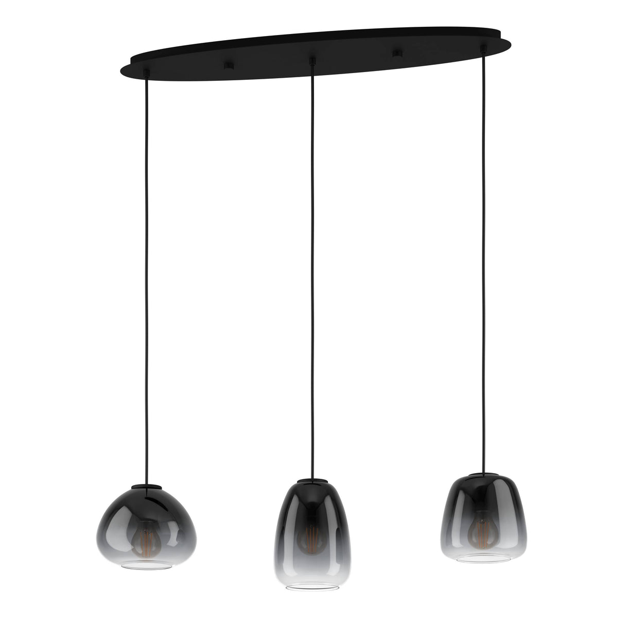 Eglo EU Aguilares Smoked Black Glass 3 Light Bar Pendant