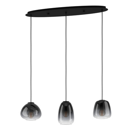 Eglo EU Aguilares Smoked Black Glass 3 Light Bar Pendant