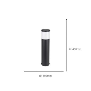 Eglo EU Basalgo-Z Stainless Steel Black Outdoor LED Smart Control Pedestal Light