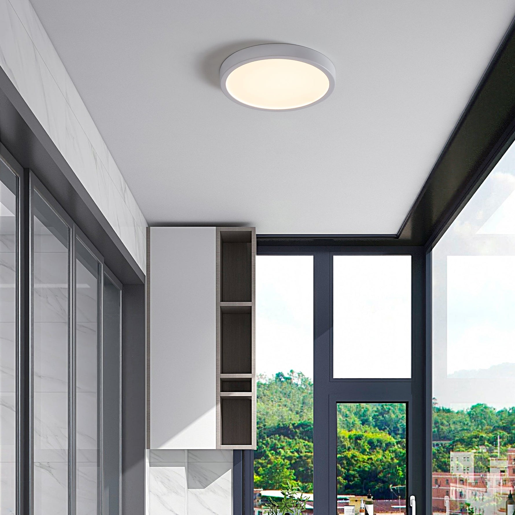 Eglo EU Argolis 2 Outdoor Metal LED Ceiling Light White Square Minimalist Design (H) 30mm product image - Endon Lighting from First Light Direct with great prices and fast UK delivery