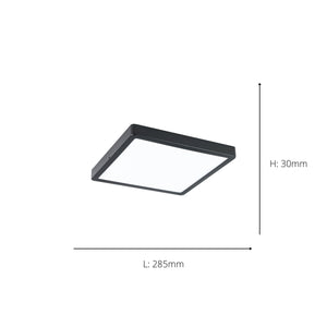 Eglo EU Argolis 2 Outdoor LED Metal Ceiling Light Black Square Minimalist Design (H) 30mm