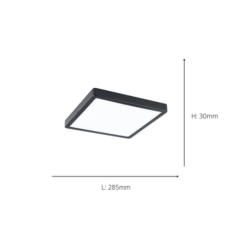 Eglo EU Argolis 2 Outdoor LED Metal Ceiling Light Black Square Minimalist Design (H) 30mm