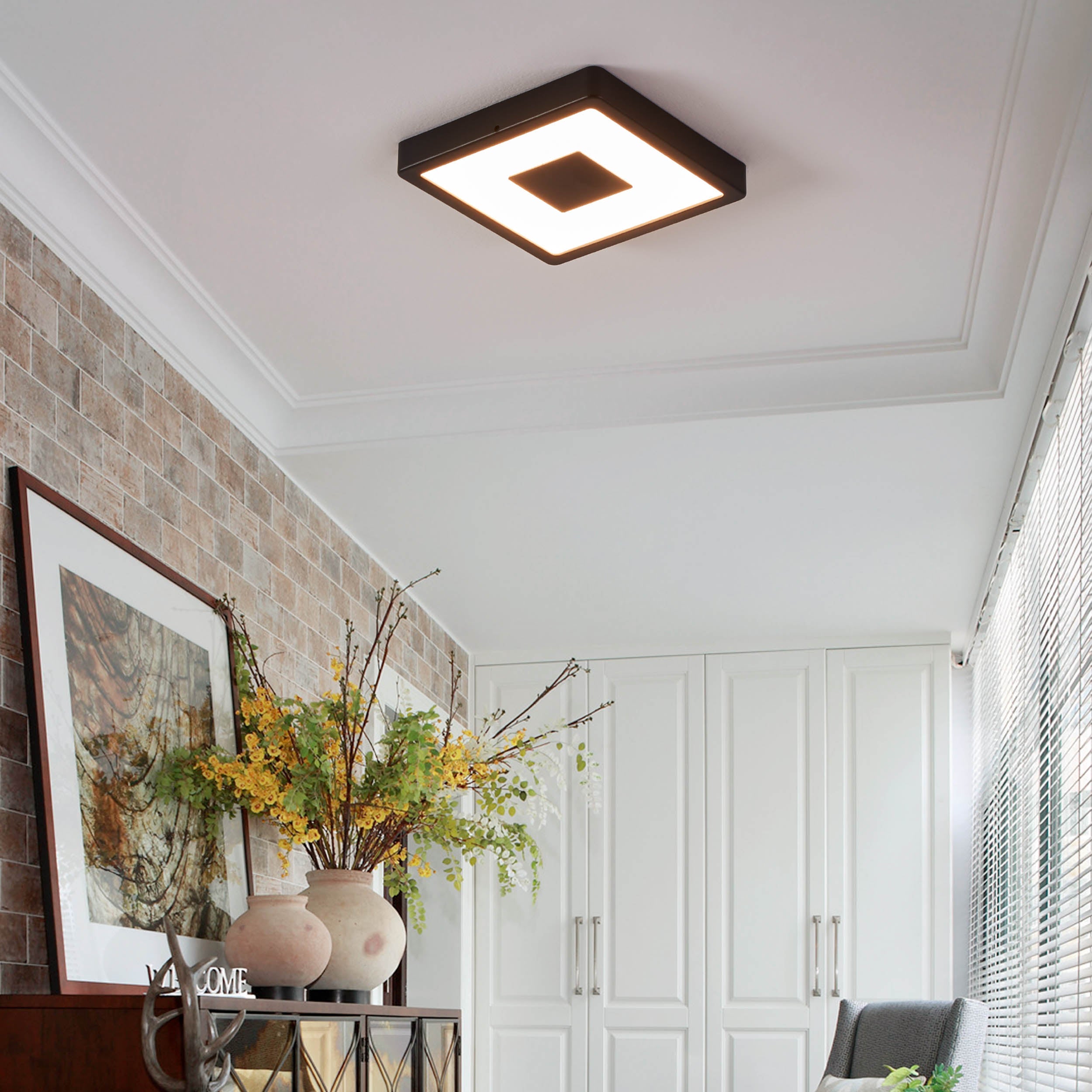 Eglo EU Izzalini LED Outdoor Wall Light Black Steel Downlight