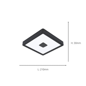 Eglo EU Iphias 2 LED Outdoor Surface-Mounted Light Black Steel Square