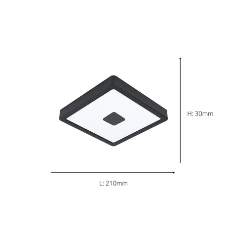 Eglo EU Iphias 2 LED Outdoor Surface-Mounted Light Black Steel Square