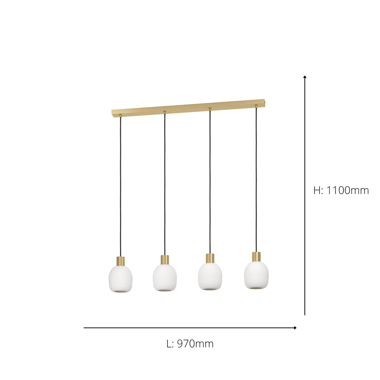 Eglo EU Manzanares Brushed Brass & Gold Steel Contemporaray 4-Light Pendant
