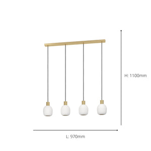 Eglo EU Manzanares Brushed Brass & Gold Steel Contemporaray 4-Light Pendant