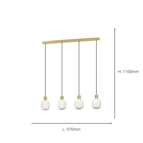 Eglo EU Manzanares Brushed Brass & Gold Steel Contemporaray 4-Light Pendant