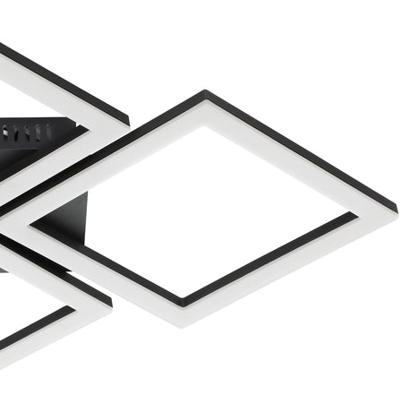 Eglo EU Paranday-Z Black Steel Smart Control, Colour Changing Ceiling Light, (L) 47cm
