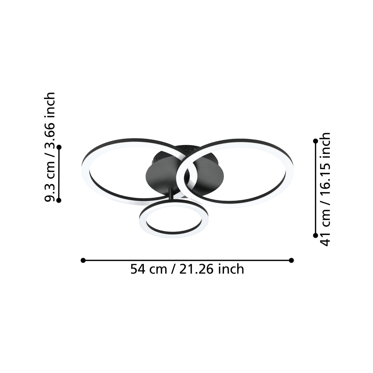 Eglo EU PARRAPOS?Z Smart LED Ceiling Light – Black Design, Tuneable White, App & Remote Control, connect.z