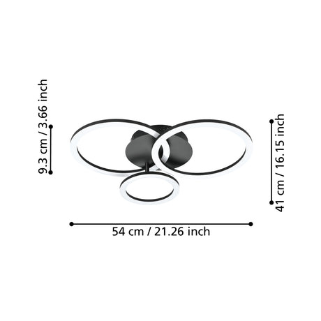 Eglo EU PARRAPOS?Z Smart LED Ceiling Light – Black Design, Tuneable White, App & Remote Control, connect.z