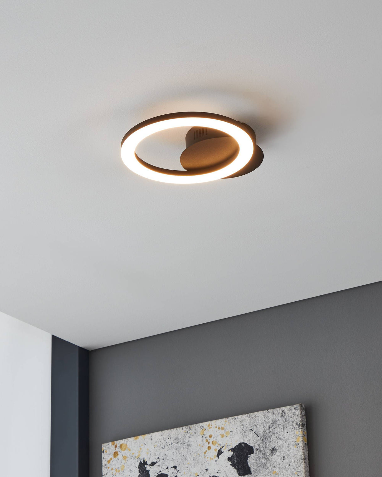Eglo EU PARRAPOS?Z LED Wall Light – Black Steel, Tuneable White, Smart App & Remote Control, Indoor Lighting