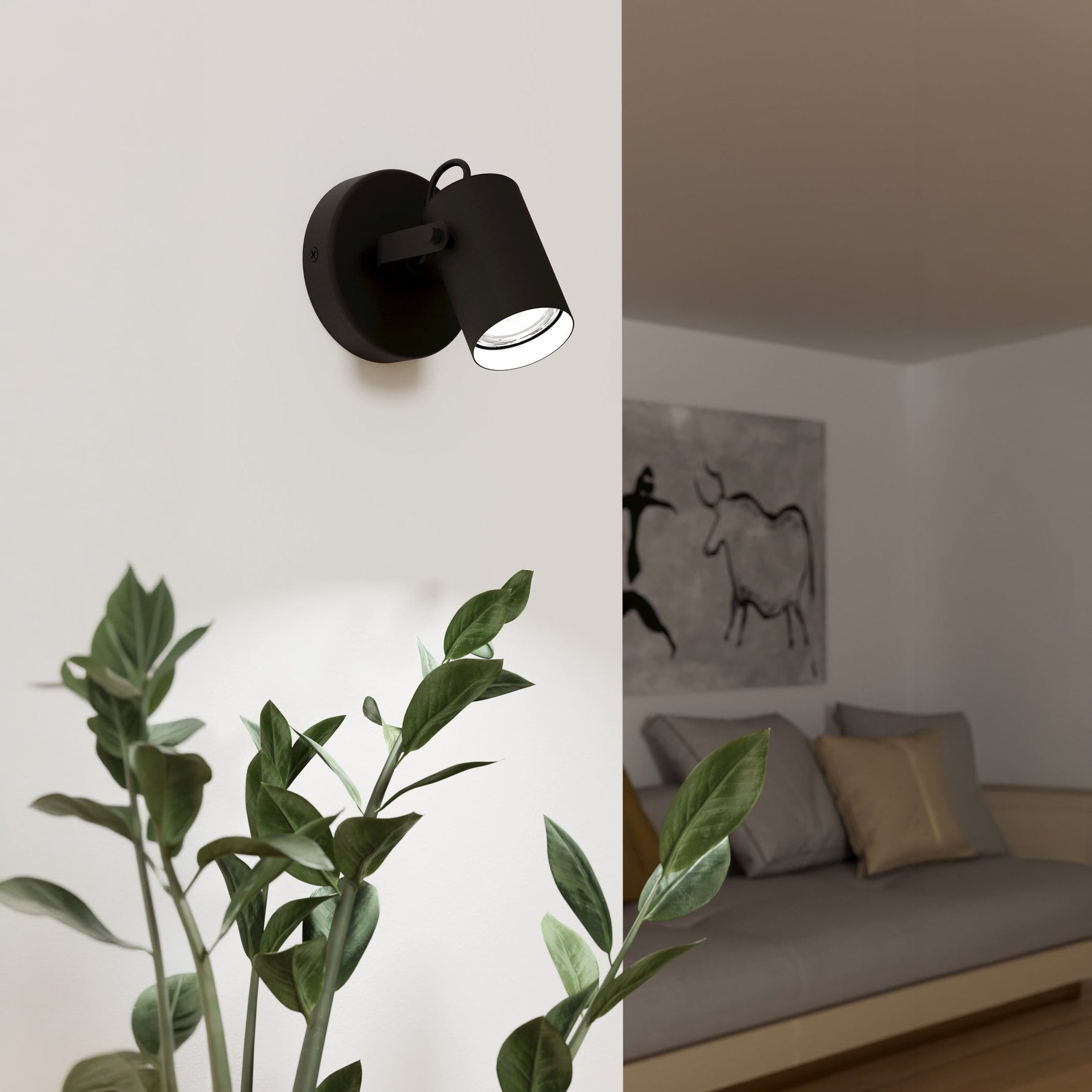 Eglo EU Caminia Sandy Steel Monochrome Wall Spotlight