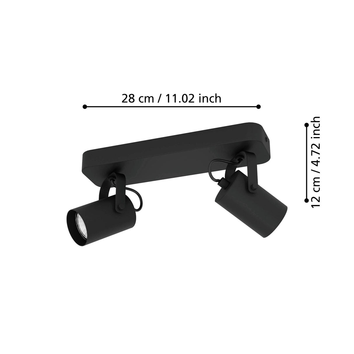 Eglo EU Sorego Black Steel Modern Minimalist LED 2-Light Spotlight