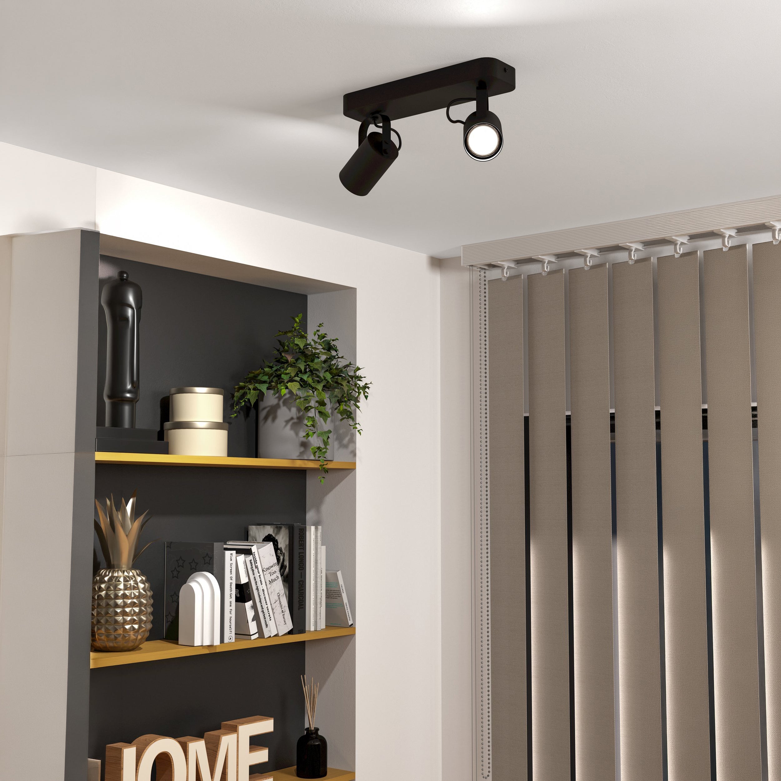 Eglo EU LED CARPI Bathroom Wall or Ceiling Light – Black & White Finish, Warm White, 960?lm, IP44