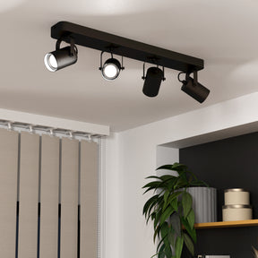 Eglo EU Sorego Black Steel Modern Minimalist LED 4-Light Spotlight