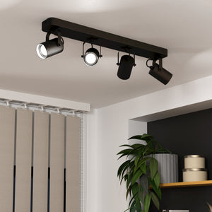 Eglo EU Sorego Black Steel Modern Minimalist LED 4-Light Spotlight