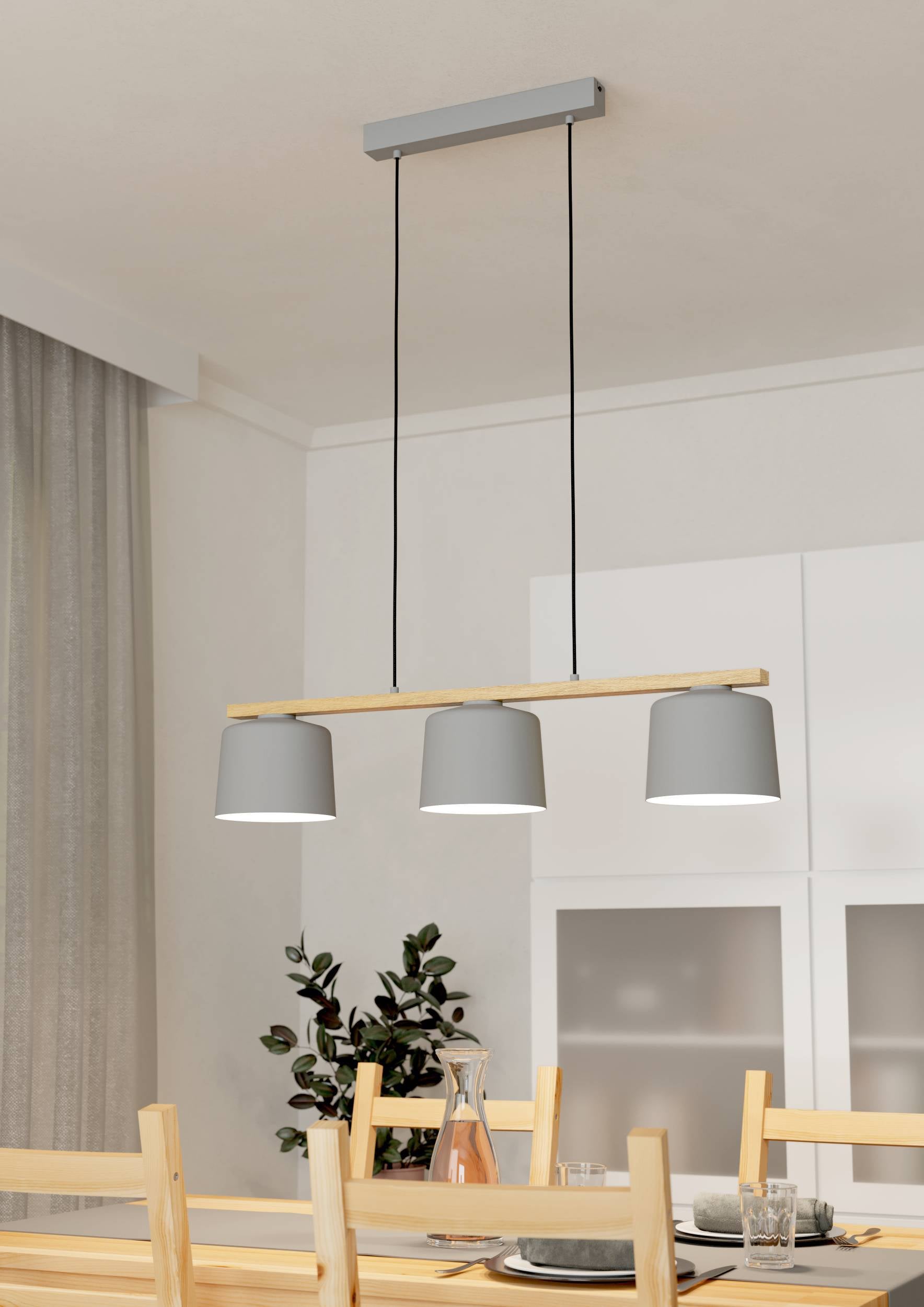 Eglo EU Manizales Brushed Brass Art-Deco 3-Light Pendant