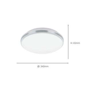 Eglo EU PINETTO LED Wall or Ceiling Light – White & Chrome Finish, Neutral White, 1900?lm, IP44