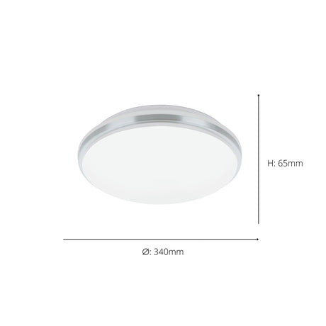 Eglo EU PINETTO LED Wall or Ceiling Light – White & Chrome Finish, Neutral White, 1900?lm, IP44