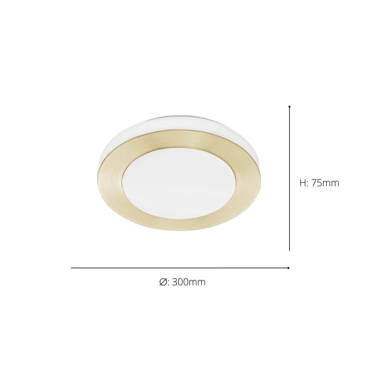 Eglo EU LED CARPI Bathroom Wall or Ceiling Light – Brushed Brass & White Finish, Warm White, 960?lm, IP44