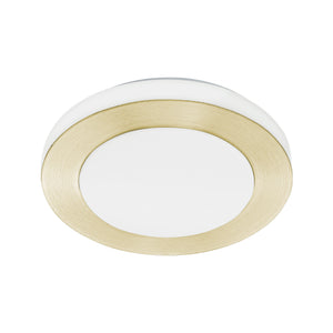 Eglo EU LED CARPI Bathroom Wall or Ceiling Light – Brushed Brass & White Finish, Warm White, 960?lm, IP44