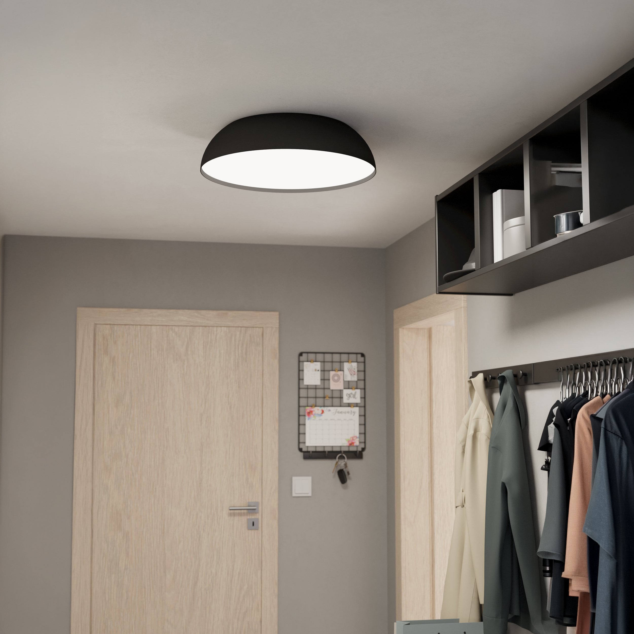 Eglo EU Ruotale Modern Black Steel LED Pendant Light, 55cm