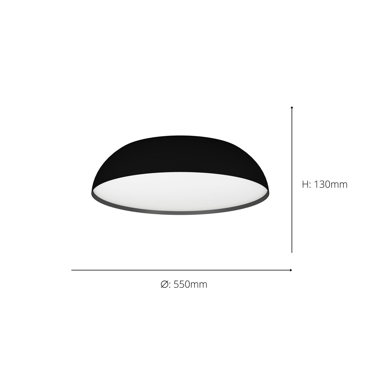 Eglo EU TOLLOS?Z Smart LED Ceiling Light – Black & White Finish, RGB + Tuneable White, App & Remote Control, 550mm Indoor Light